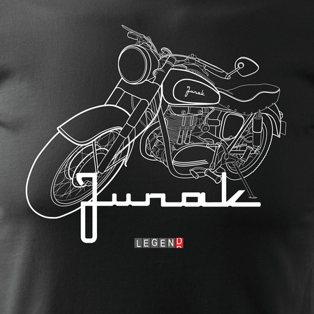 Pánské tričko Junak motorka motorka černá REGULAR