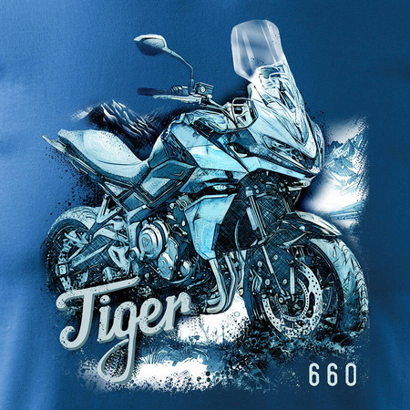 Triumph Tiger 660 pánské modré tričko na motorku REGULAR