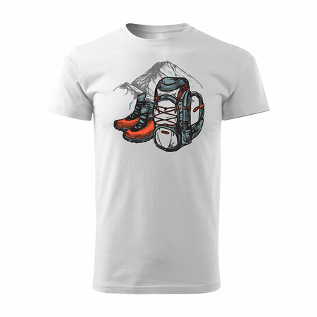 Pánské tričko na horské túry s batohem bílé REGULAR