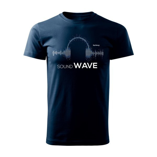 Tričko se sluchátky pro DJ trance music house pánské tmavě modré REGULAR