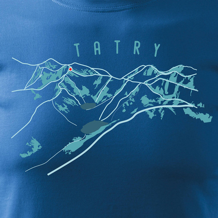 Tričko s horami turistické Tatry pánské trekkingové modré REGULAR