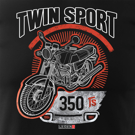 Tričko s motorkou Jawa 350 TR Jawa PRL legends pánské černé REGULAR