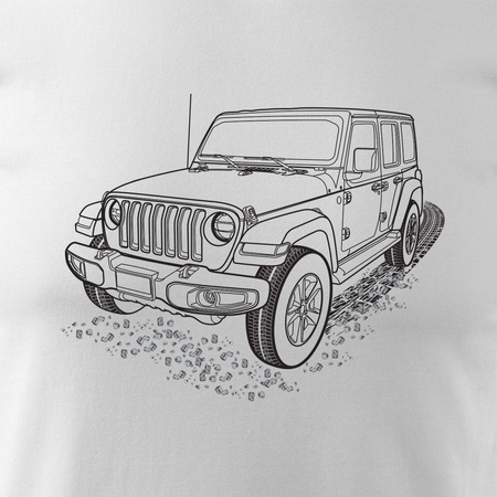 Tričko Jeep Wrangler Rubicon s autem Jeep Wrangler pánské bílé REGULAR