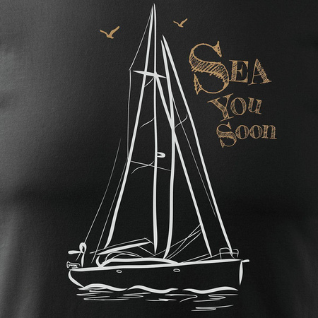 Pánské tričko s plachetnicí černé REGULAR