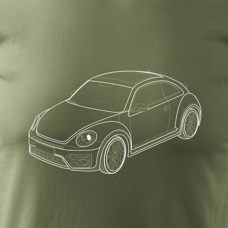 VW New Beetle auto tričko pánské khaki REGULAR