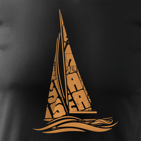 Pánské tričko s plachetnicí černé REGULAR