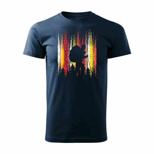 Tričko s horami turistické tatra trekking pánské tmavě modré REGULAR