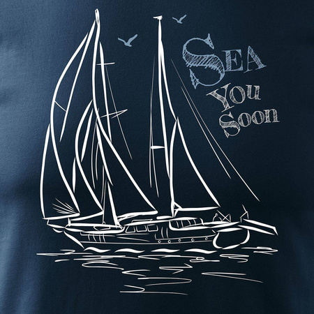 Pánské námořnické tričko REGULAR s plachetnicí v tmavě modré barvě