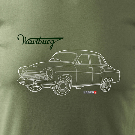 Wartburg legend oldtimer car tričko pánské khaki REGULAR
