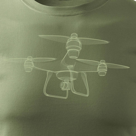 Tričko DJI s kvadrokoptérou pro drony pánské khaki REGULAR