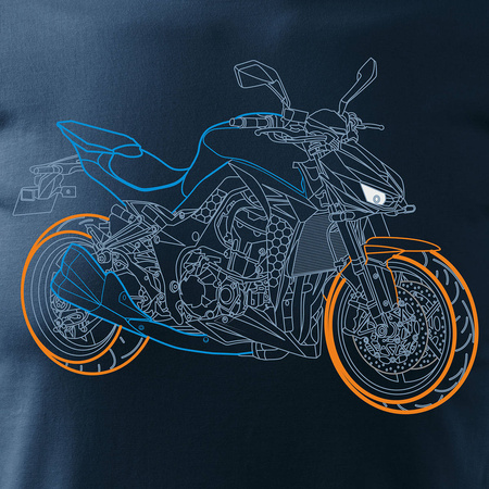 Kawasaki 1000R pánské námořnicky modré tričko REGULAR na motorku