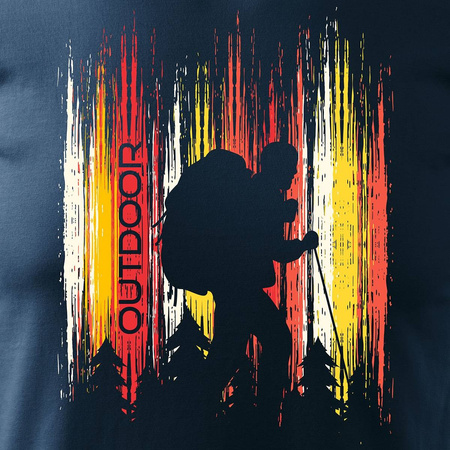 Tričko s horami turistické tatra trekking pánské tmavě modré REGULAR