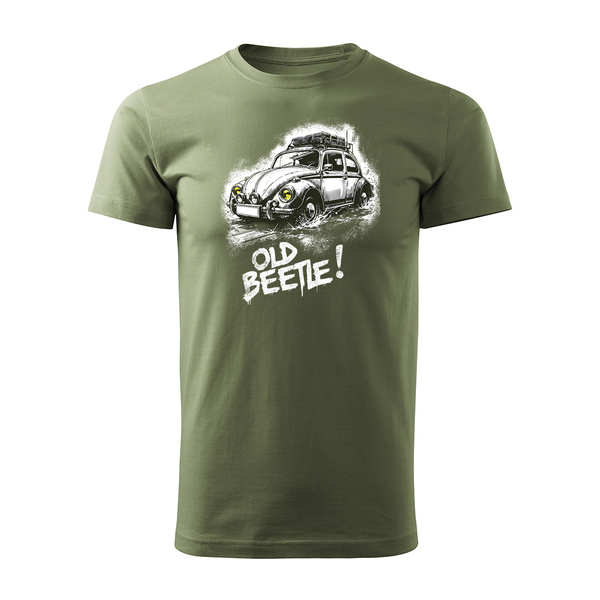 VW Beetle hrbáč auto tričko pánské khaki REGULAR