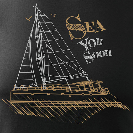 Pánské tričko s plachetnicí černé REGULAR