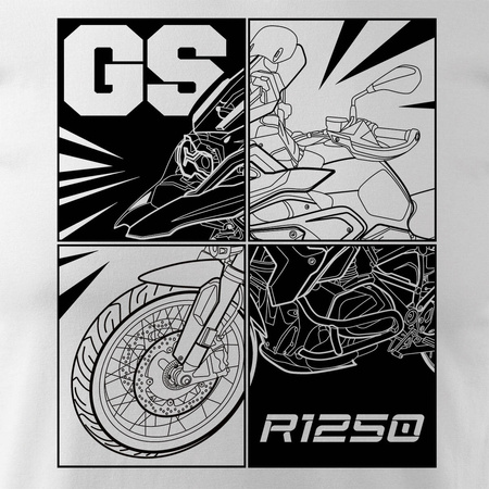 BMW GS 1250 ADVENTURE pánské tričko na motorku bílá REGULAR