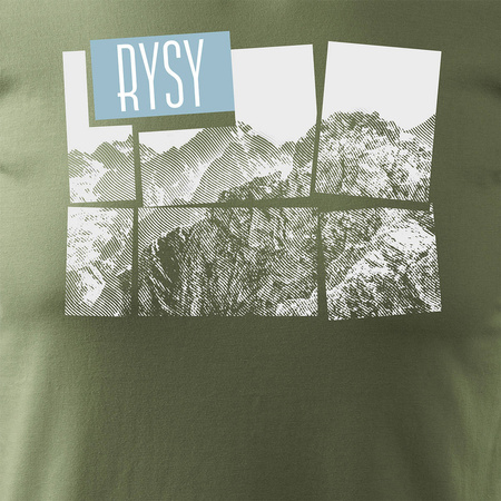 Tričko s horami turistické Tatra Rysy Rysy pánské trekingové khaki REGULAR