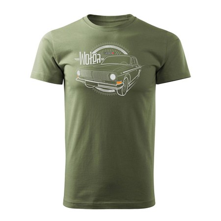 Tričko s Volga Volga Gas auto komunistická legenda pánské khaki REGULAR