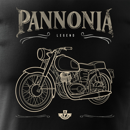 Pannonia pánské tričko na motorku černé REGULAR