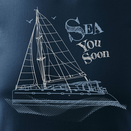 Pánské námořnické tričko REGULAR s plachetnicí v tmavě modré barvě
