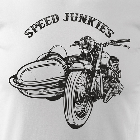 Staré motocyklové klasické pánské bílé tričko Speed Junkies REGULAR