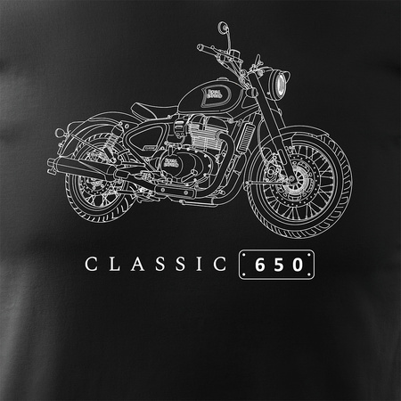 Royal Enfield Classic 650 Legend pánské černé tričko s motivem motorky