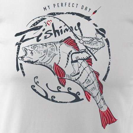 Pánské rybářské tričko pro lov kaprů bílé REGULAR