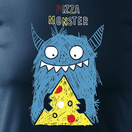Dárkové tričko Pizza monster pánské tmavě modré REGULAR