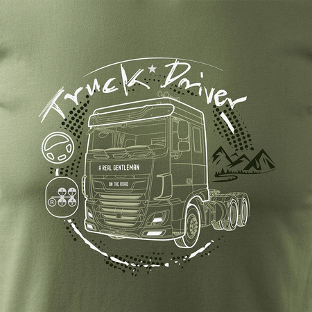 Tričko s náklaďákem DAF dárek pro řidiče kamionu TIR pánské khaki REGULAR