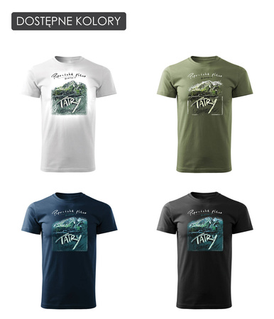 Tričko s motivem horské turistiky Tatry Popradské Pleso pánské khaki REGULAR