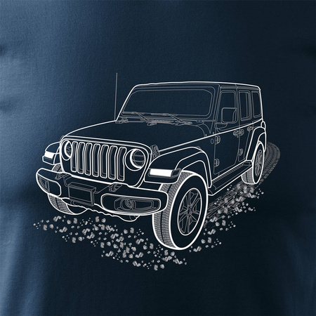 Tričko Jeep Wrangler Rubicon s autem Jeep Wrangler pánské tmavě modré REGULAR