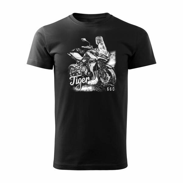 Triumph Tiger 660 pánské tričko na motorku černé REGULAR