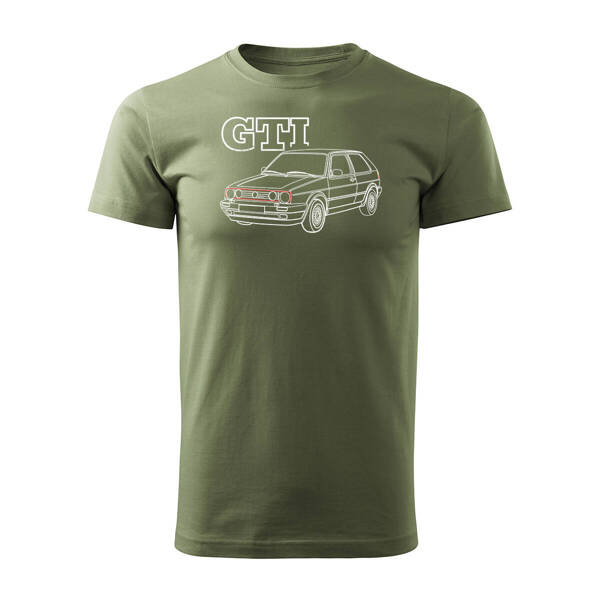 VW Golf 2 II pánské khaki tričko s motivem auta REGULAR