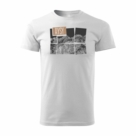 Tričko s horami turistické Tatry Rysy Rysy pánské trekkingové bílé REGULAR