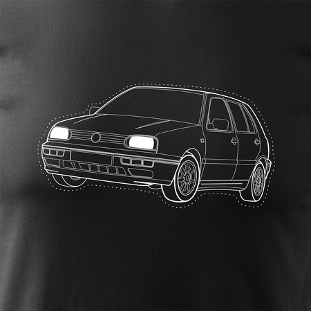 VW Golf 3 tričko s autem Golf pánské černé REGULAR