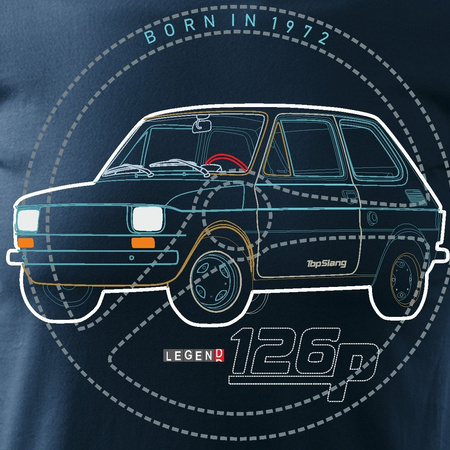 Automobilové tričko s autem malé Fiat 126p maluch pánské tmavě modré REGULAR