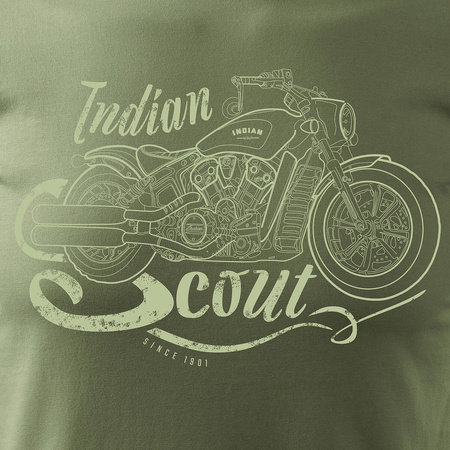 Indian Scout Bobber pánské khaki tričko REGULAR na motorku