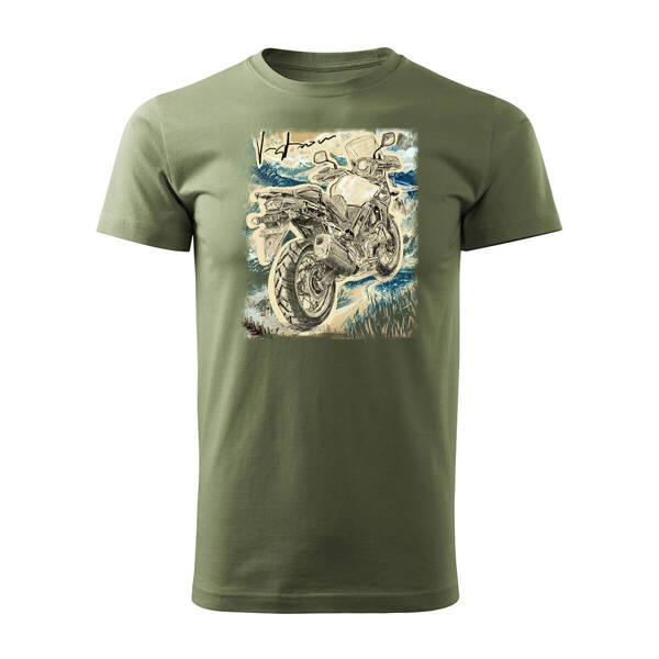Suzuki V-strom Vstrom DL 650 XT pánské khaki tričko na motorku REGULAR