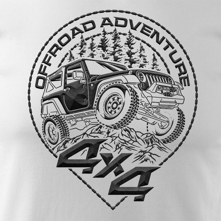 Rally tričko s džípem off-road off-road 4x4 pánské bílé REGULAR