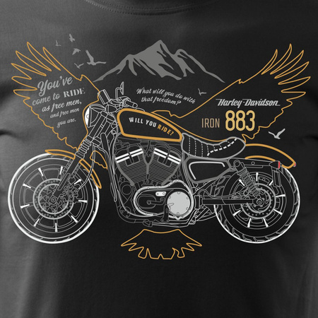 Harley Iron 883 pánské tričko na motorce černé REGULAR