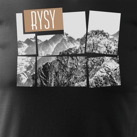 Tričko s horami turistické Tatra Rysy Rysy pánské trekingové černé REGULAR