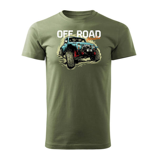 Rally tričko s džípem off-road off-road 4x4 pánské khaki REGULAR