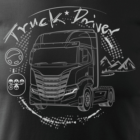 Iveco truck tričko dárek pro řidiče kamionu TIR pánské černé REGULAR