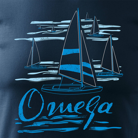 Plachetnice tričko pro námořníky s jachtou plachetnice omega pánské námořnické modré REGULAR