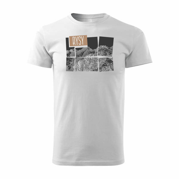 Tričko s horami turistické Tatry Rysy Rysy pánské trekkingové bílé REGULAR