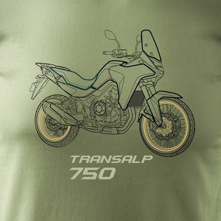 Honda Transalp 750 khaki pánské tričko na motorku motorka