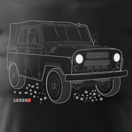 Tričko s autem UAZ 469 452 auto PRL 4x4 pánské černé REGULAR