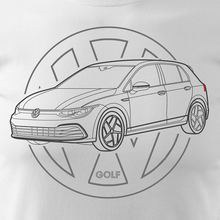 VW Golf 8 VIII pánské tričko s motivem auta bílé REGULAR