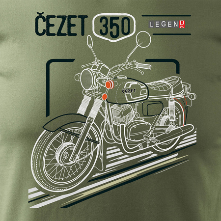 Cezet Cezeta 350 pánské khaki tričko REGULAR na motorku