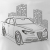 Alfa Romeo Stelvio pánské tričko s autem bílé REGULAR