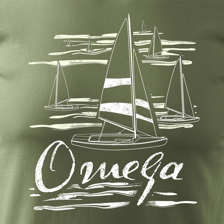 Plachetnice tričko pro námořníky s plachetnicí jachta omega pánské khaki REGULAR